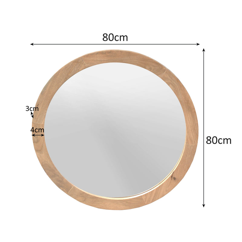 Ronde Dide | spiegel Naturel Mangohout 80 cm