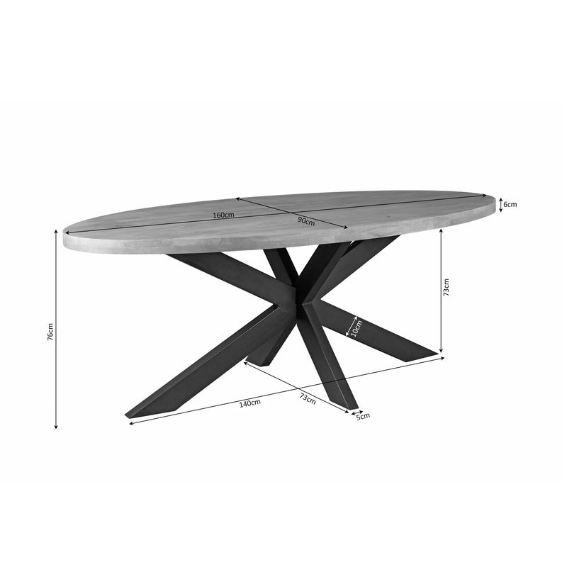 Eettafel Dakota | 160 cm Ovaal