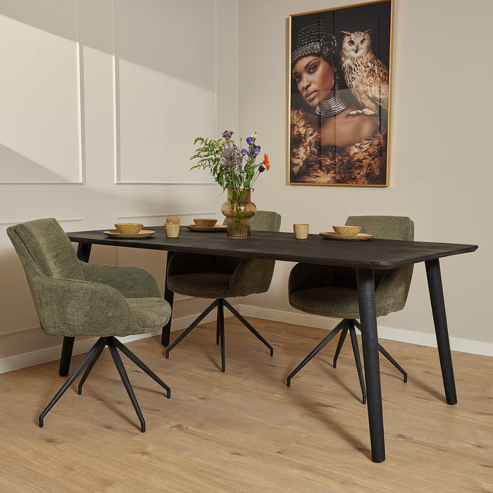 Eettafel Omaha Black | Mangohout | Rechthoek | 180cm