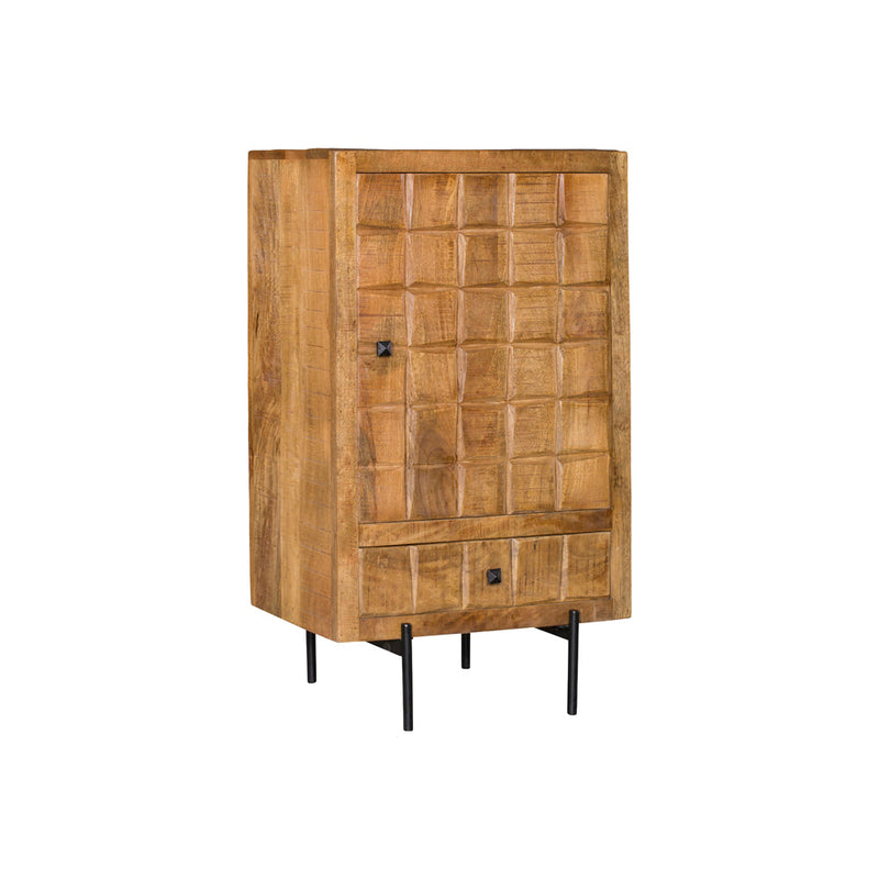 Kabinet Brandy | Mangohout | Zwart | 1 deur | 1 lade | 60 x 103 cm | kastje  | 55 cm