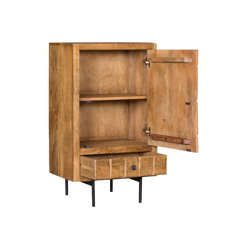Kabinet Brandy | Mangohout | Zwart | 1 deur | 1 lade | 60 x 103 cm | kastje  | 55 cm