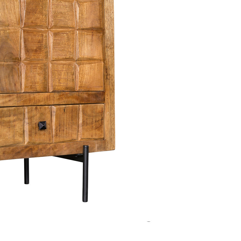 Kabinet Brandy | Mangohout | Zwart | 1 deur | 1 lade | 60 x 103 cm | kastje  | 55 cm