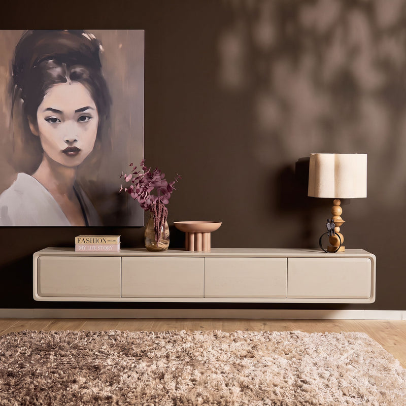 Zwevend tv meubel Allure | Mangohout | 4 deuren | Zand 200 cm