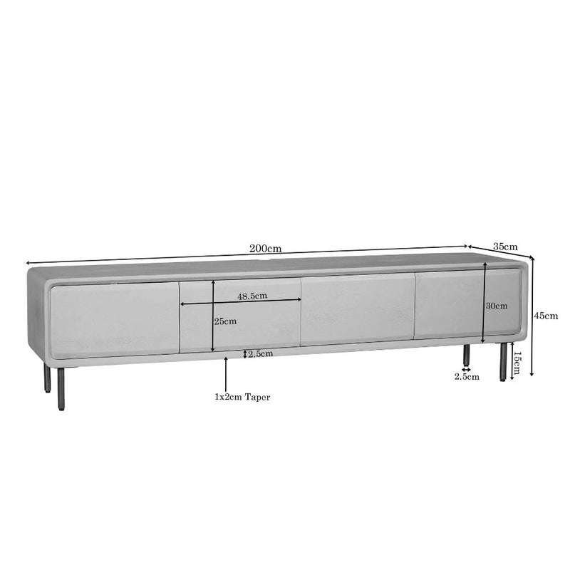 Zwevend tv meubel Allure | Mangohout | 4 deuren | Zand 200 cm