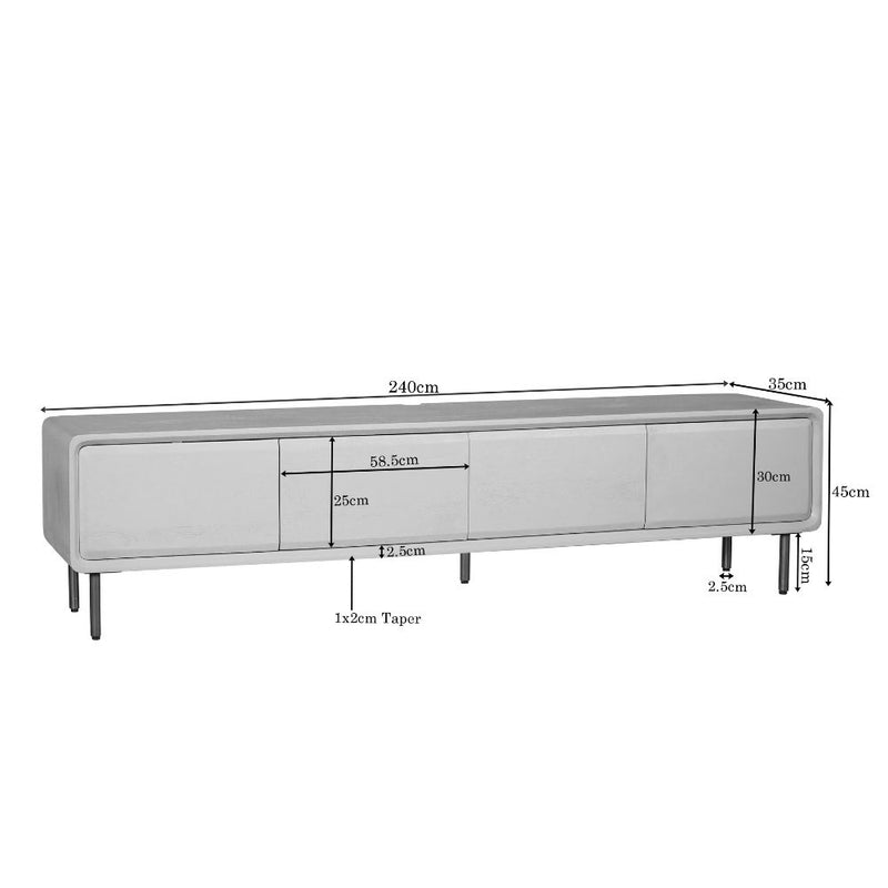 Zwevend tv meubel Allure | Mangohout | 4 deuren | Zand 240 cm