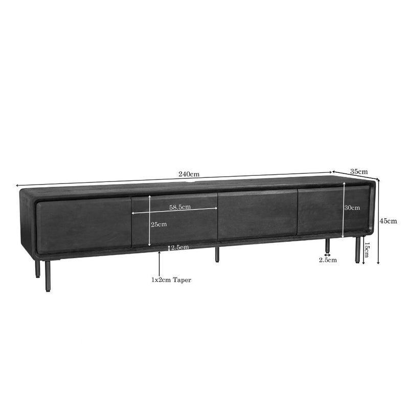 Zwevend tv meubel Allure | Mangohout | 4 deuren | Bruin 240 cm