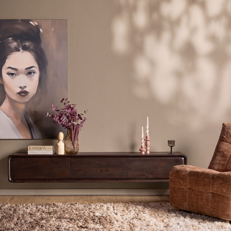 Zwevend tv meubel Allure | Mangohout | 4 deuren | Bruin 160 cm