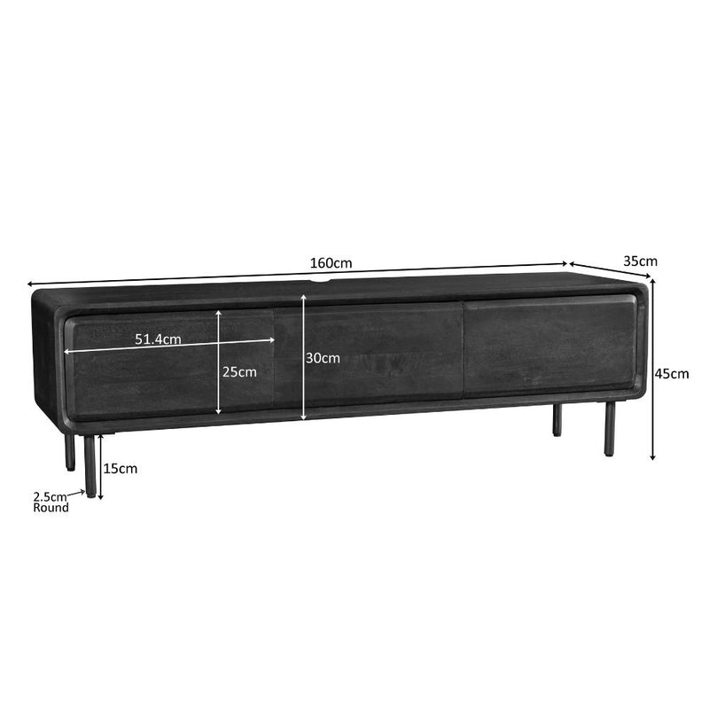 Zwevend tv meubel Allure | Mangohout | 4 deuren | Bruin 160 cm