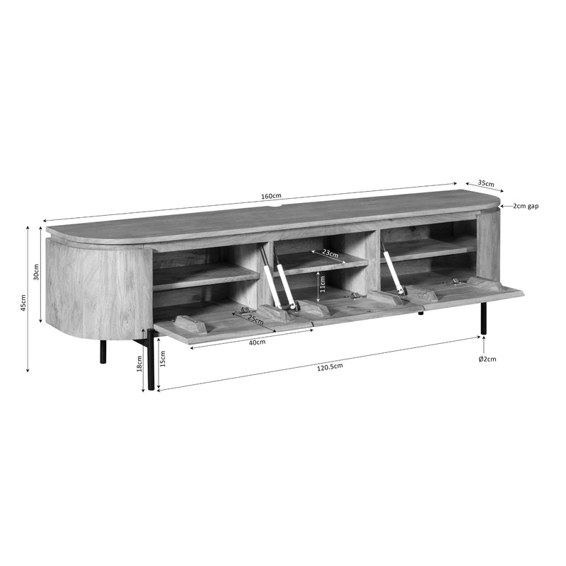 Tv meubel Excellent | Mangohout | Naturel 160 cm