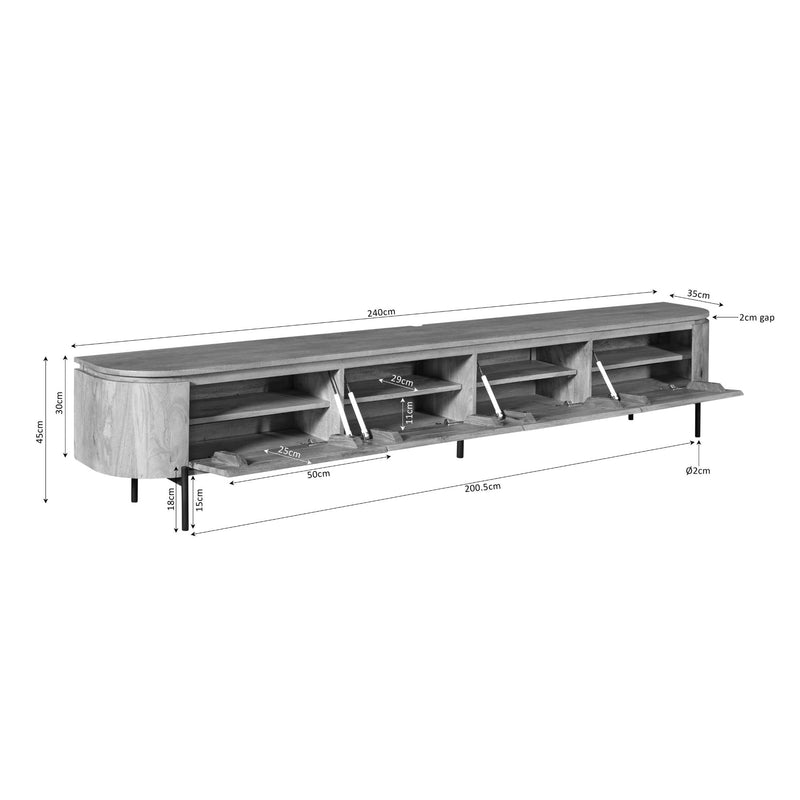 Tv meubel Excellent Taupe | 240 cm