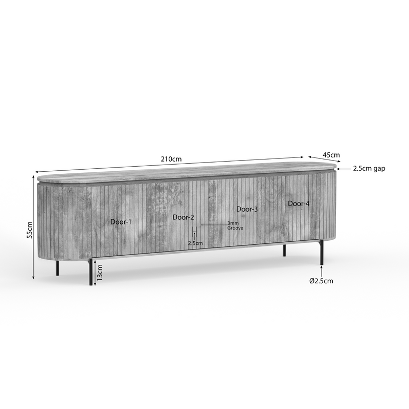 Tv meubel Solana | Mangohout | 210 cm Naturel