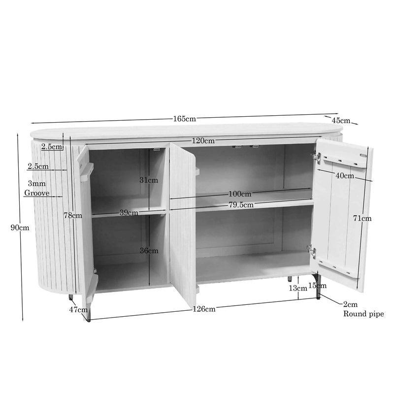 Dressoir Solana Zand | 3 deuren | Mangohout 165 cm