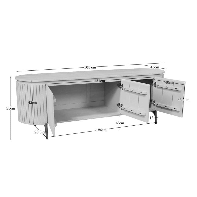 Tv meubel Solana | 3 deuren | Zand Mangohout 165 cm