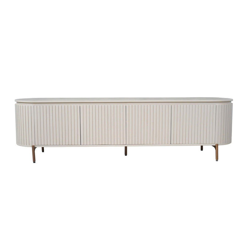 Tv meubel Solana | 4 deuren | Zand Mangohout 210 cm