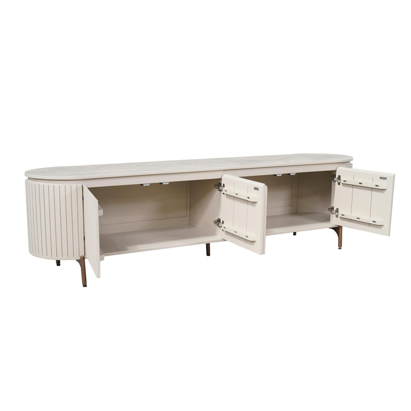 Tv meubel Solana | 4 deuren | Zand Mangohout 210 cm