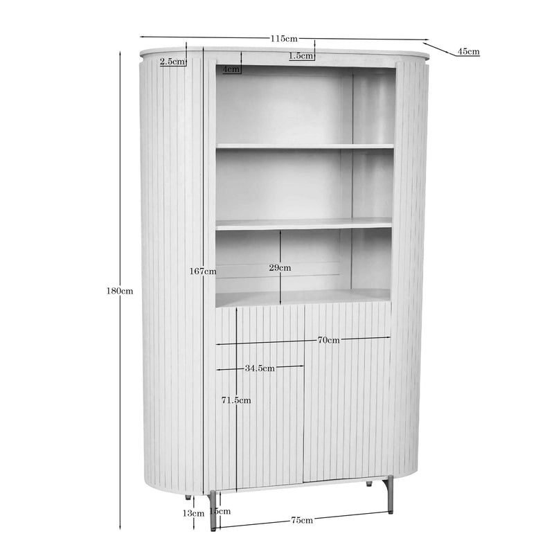 Wandkast Solana | 2 deuren | 3 vakken | Zand Mangohout 115 cm