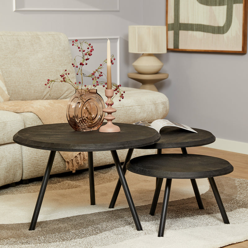 Salontafel Ohio Black | 70/60/50 | Rond