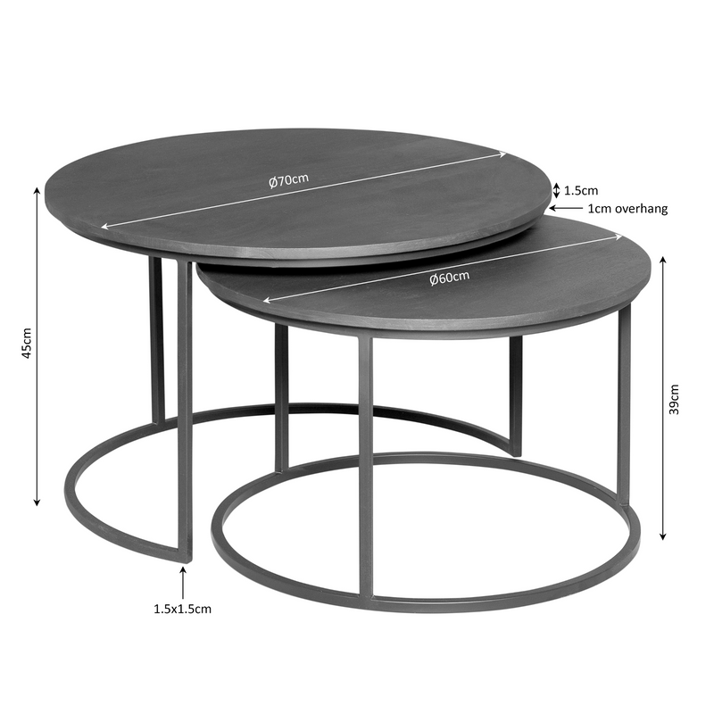 Salontafel Madison | Brown 70 cm set van 2