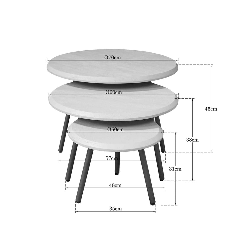 Ronde Ohio | salontafelset Zand Mangohout 70 cm