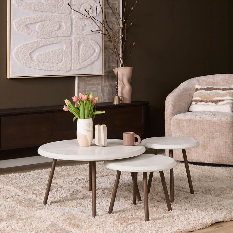 Ronde Ohio | salontafelset Zand Mangohout 70 cm