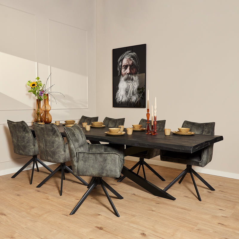 Eetkamerstoel Melton Velvet | Green | Met armleuning
