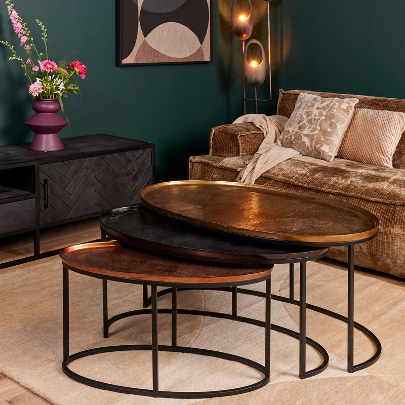 Salontafel Raley | 100x60/85x50/70x35 | Ovaal