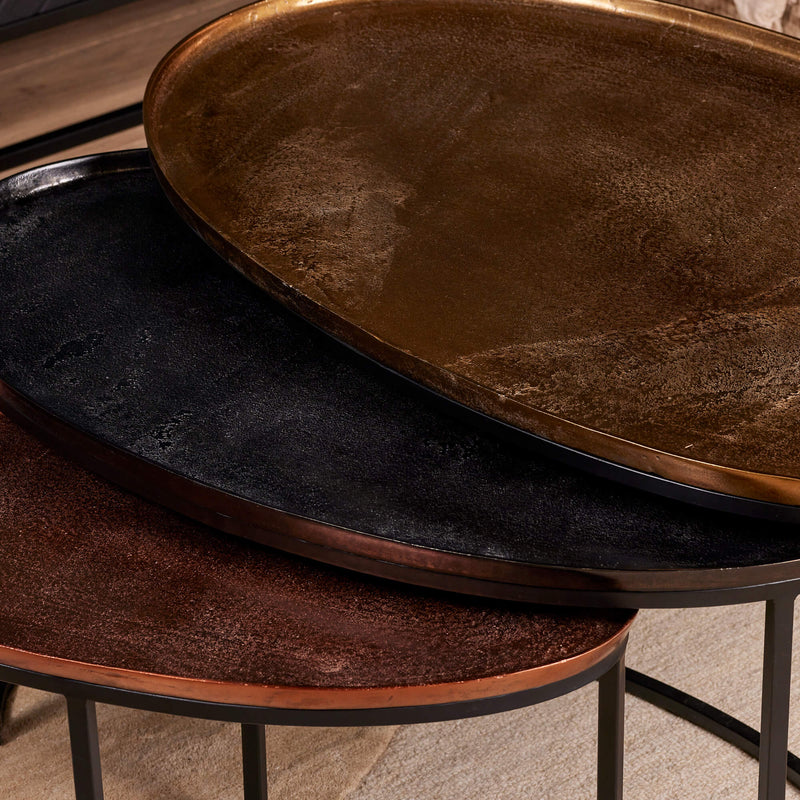 Salontafel Raley | 100x60/85x50/70x35 | Ovaal