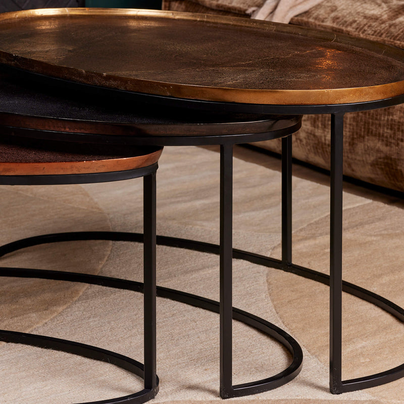Salontafel Raley | 100x60/85x50/70x35 | Ovaal