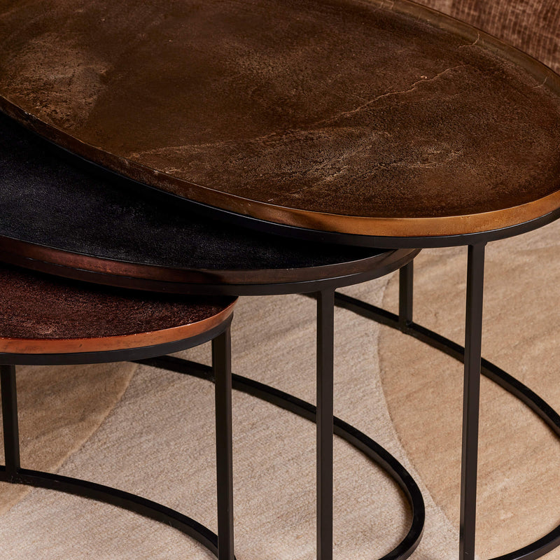 Salontafel Raley | 100x60/85x50/70x35 | Ovaal