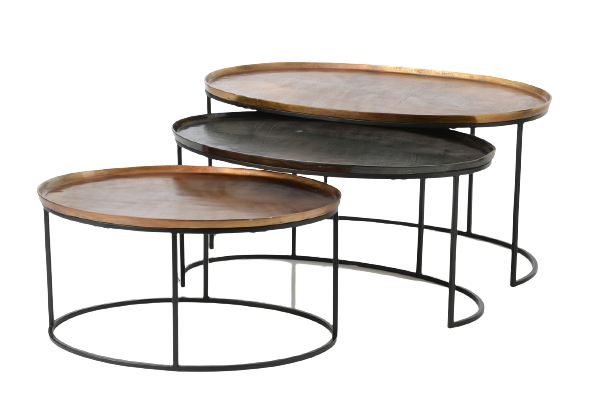 Salontafel Raley | 100x60/85x50/70x35 | Ovaal