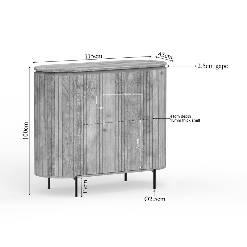 Kabinet kast Solana | Mangohout | 115 cm Taupe