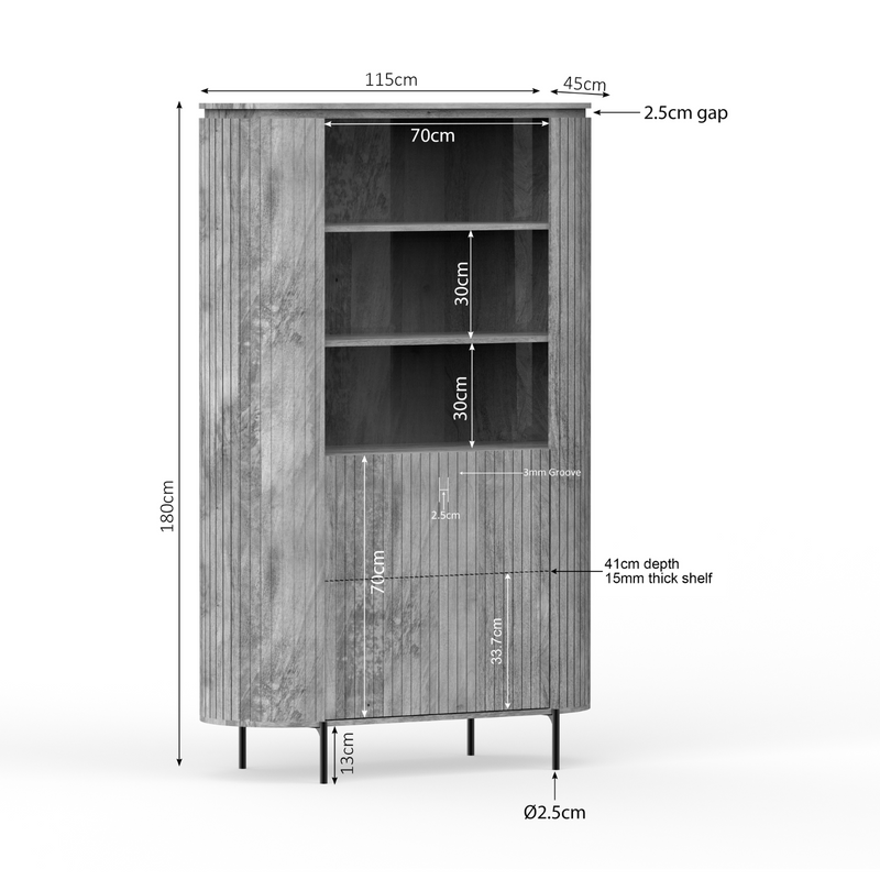 Wandkast Solana | Mangohout | 115 cm Taupe