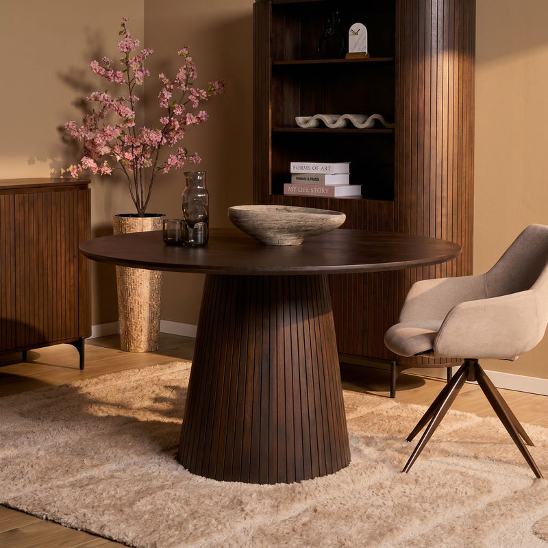 Ronde Solana | eettafel Bruin Mangohout 130 cm