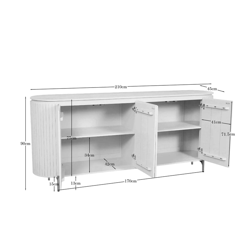 Dressoir Solana | 3 deuren | Bruin Mangohout 210 cm