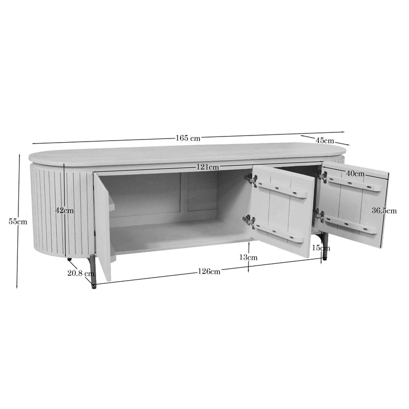 Tv meubel Solana Bruin | 3 deuren | Mangohout 165 cm