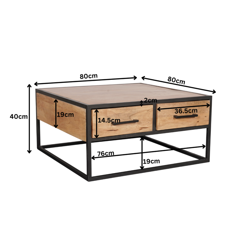 Salontafel Denver | 80x80 | Vierkant