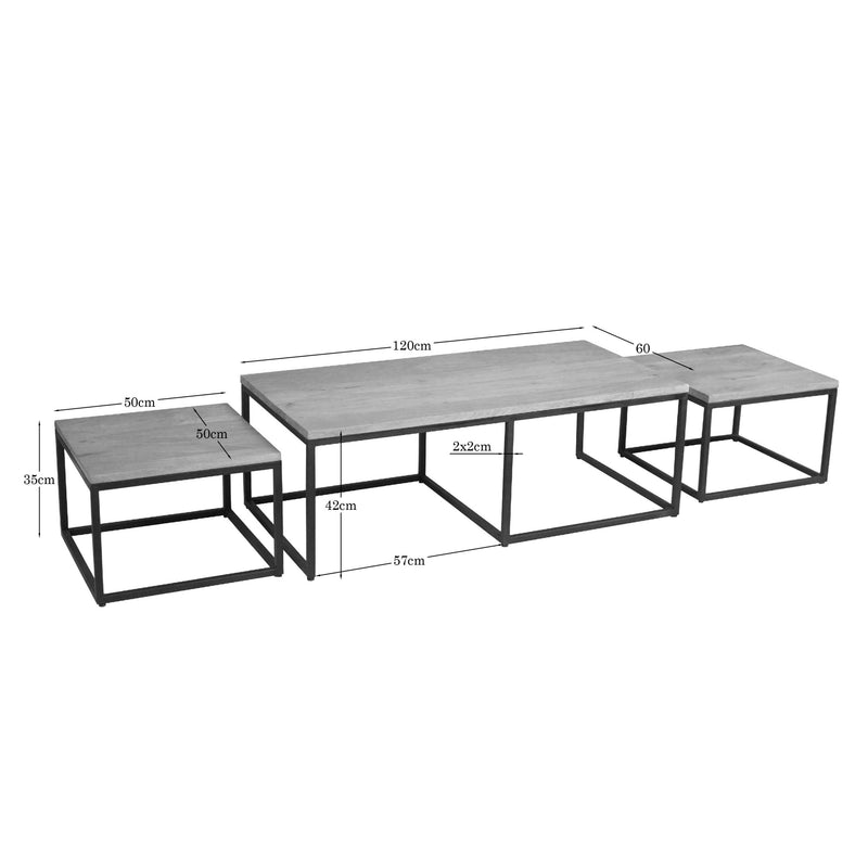 Salontafel Dakota | 120 cm Set van 3
