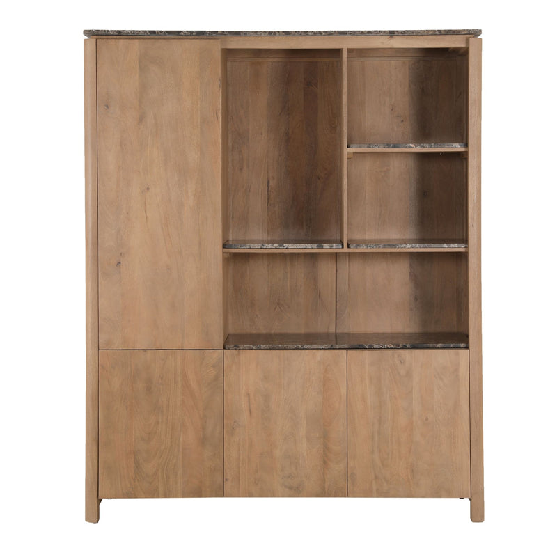 Vakkenkast Dallas Naturel | Mangohout | 4 deuren | 4 vakken | XL 160 cm