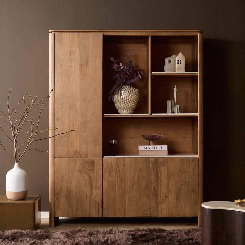 Vakkenkast Dallas Naturel | Mangohout | 4 deuren | 4 vakken | XL 160 cm