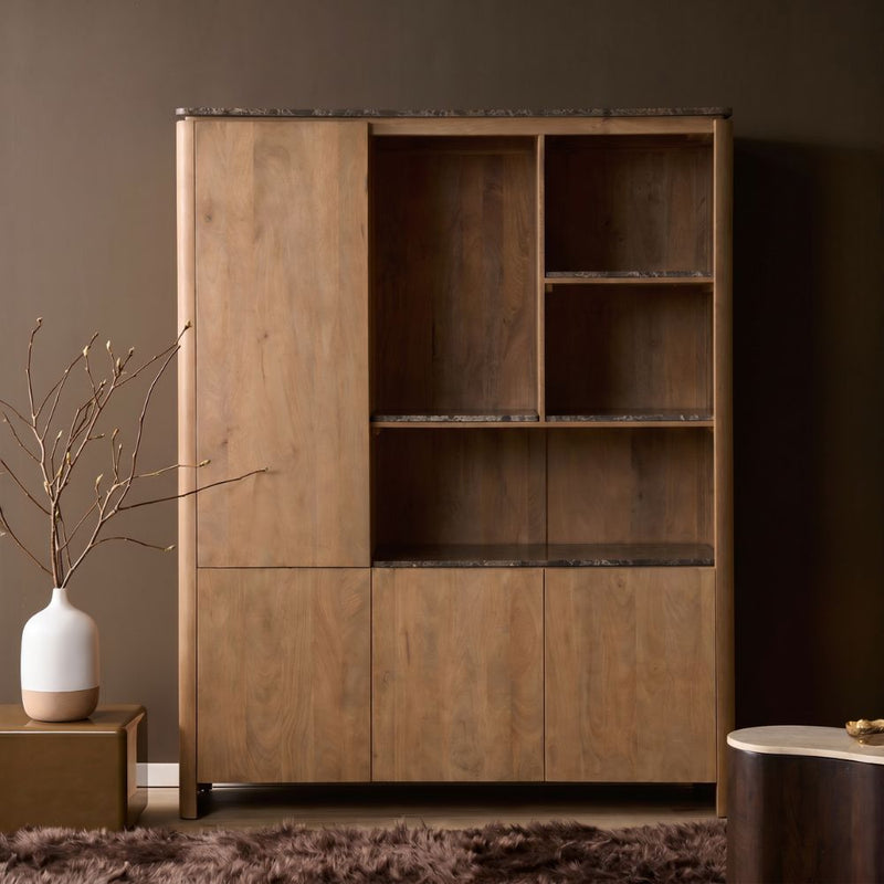 Vakkenkast Dallas Naturel | Mangohout | 4 deuren | 4 vakken | XL 160 cm