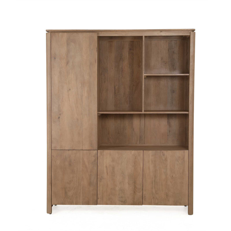 Vakkenkast Dallas Naturel | Mangohout | 4 deuren | 4 vakken | XL 160 cm