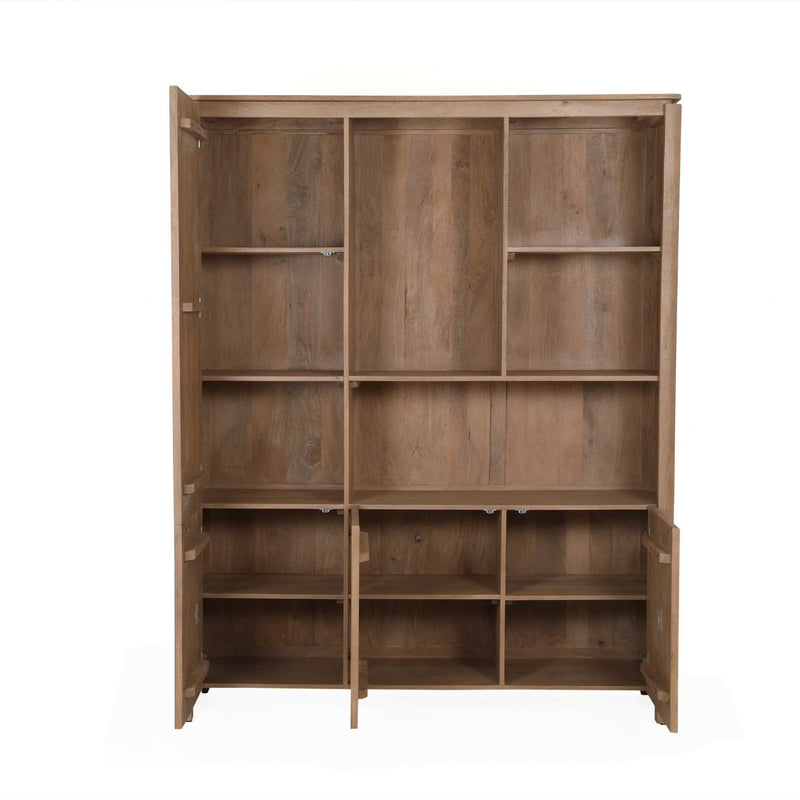 Vakkenkast Dallas Naturel | Mangohout | 4 deuren | 4 vakken | XL 160 cm
