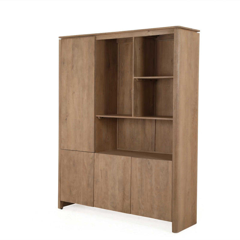 Vakkenkast Dallas Naturel | Mangohout | 4 deuren | 4 vakken | XL 160 cm