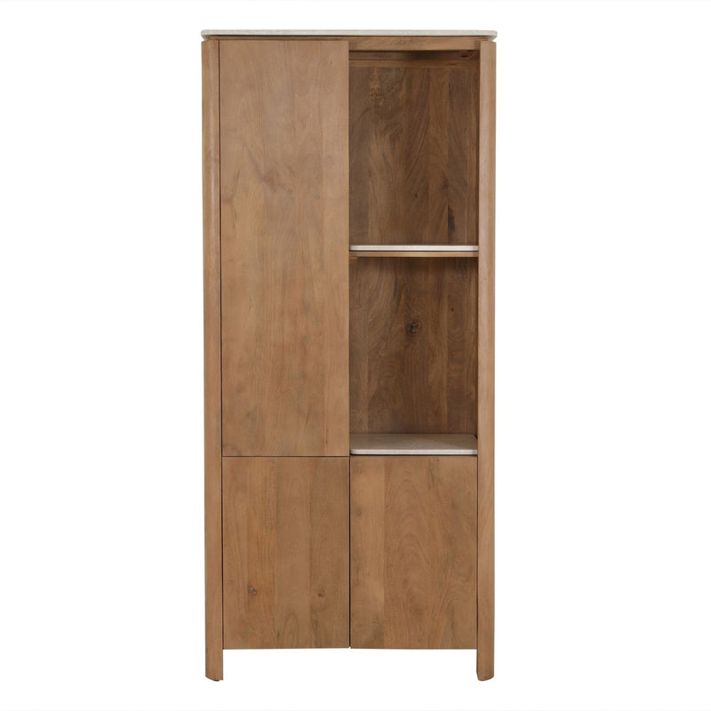 Vakkenkast Dallas Naturel | Mangohout | 3 deuren | 2 vakken | 90 cm