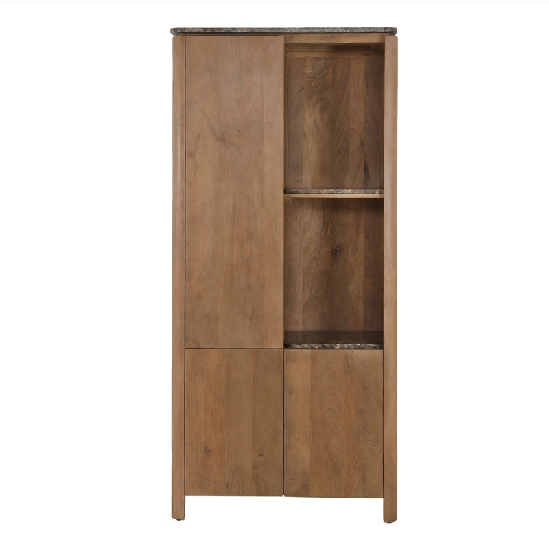 Vakkenkast Dallas Naturel | Mangohout | 3 deuren | 2 vakken | 90 cm