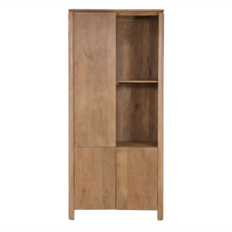 Vakkenkast Dallas Naturel | Mangohout | 3 deuren | 2 vakken | 90 cm