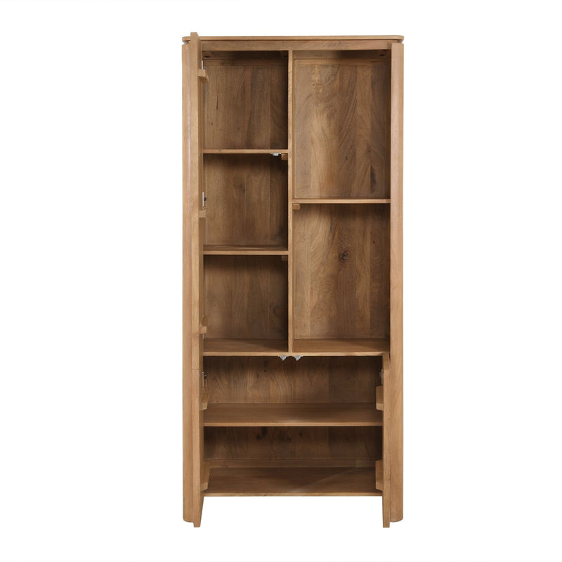 Vakkenkast Dallas Naturel | Mangohout | 3 deuren | 2 vakken | 90 cm