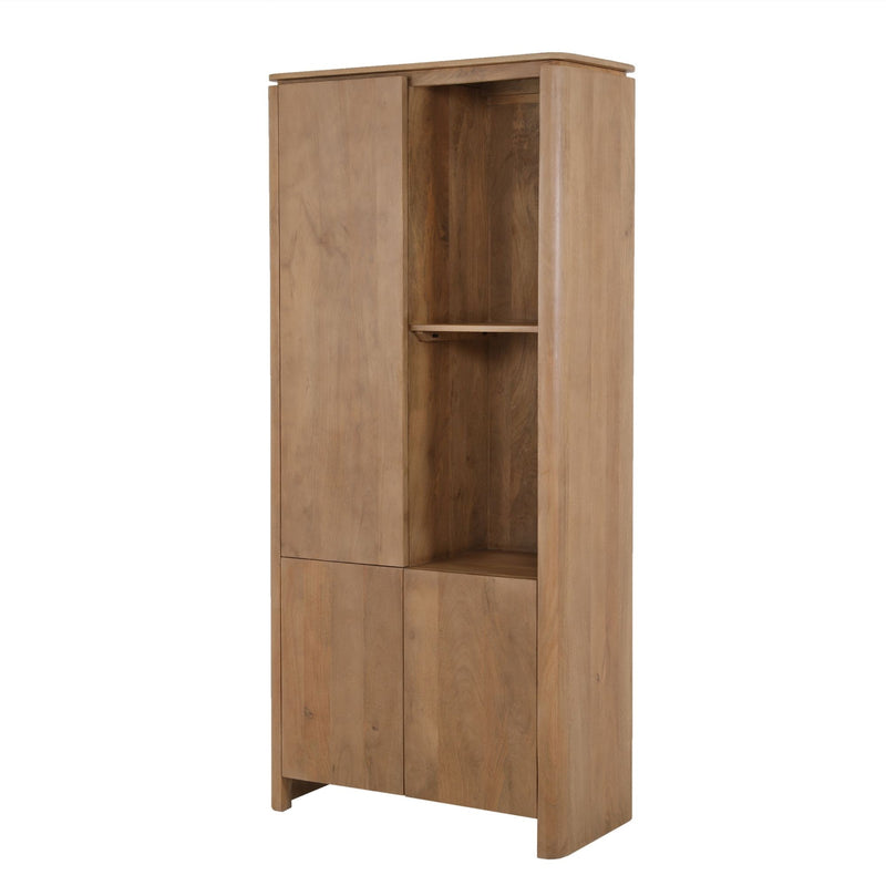 Vakkenkast Dallas Naturel | Mangohout | 3 deuren | 2 vakken | 90 cm