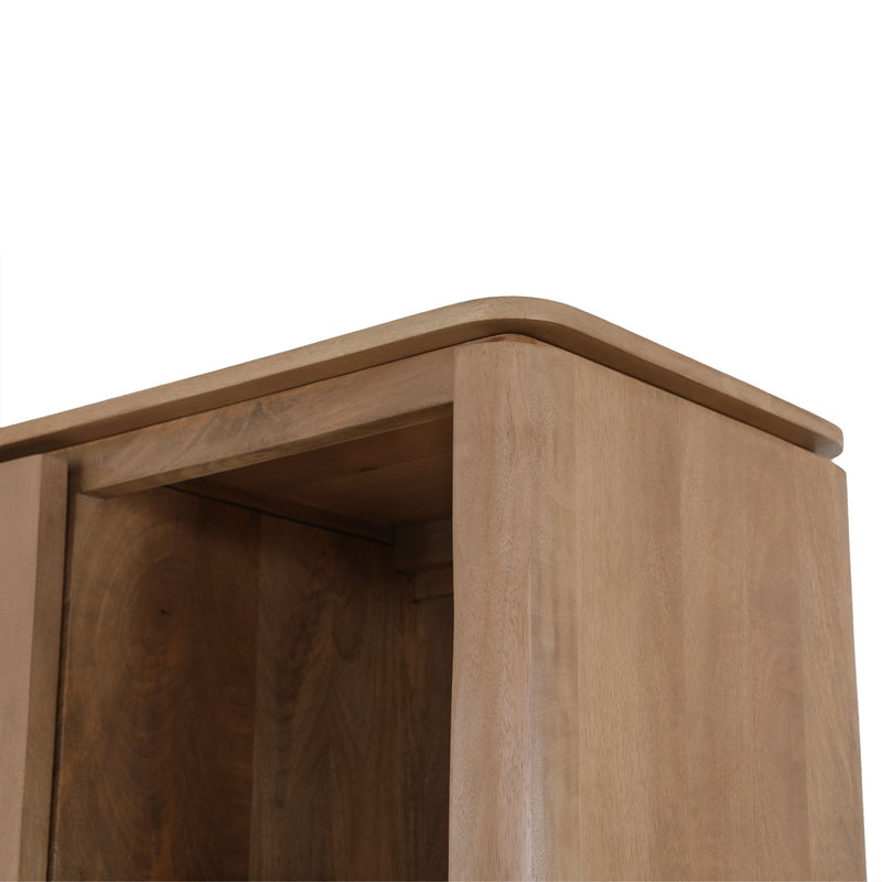 Vakkenkast Dallas Naturel | Mangohout | 3 deuren | 2 vakken | 90 cm