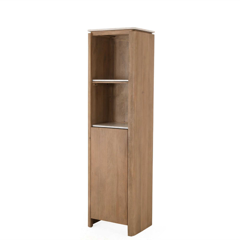 Boekenkast Dallas | Mangohout | 1 deur | 2 vakken | Naturel 55 cm